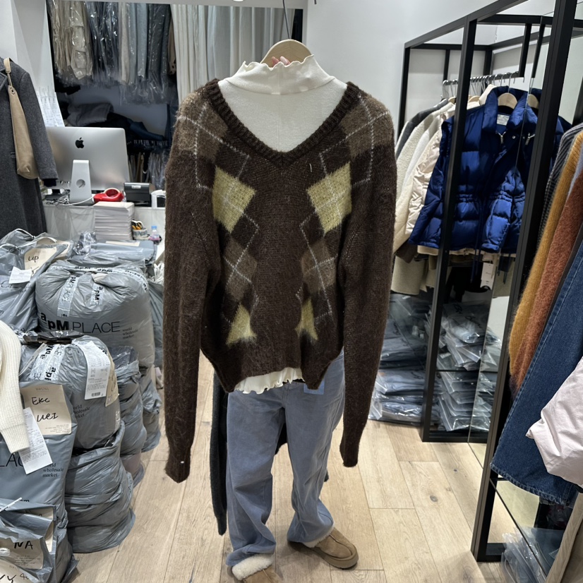 BRUNI/RICOTTA東大門㊣實拍女士新品時尚推薦毛衣不含內搭V領BRUNI/RICOTTA毛衣圖色2