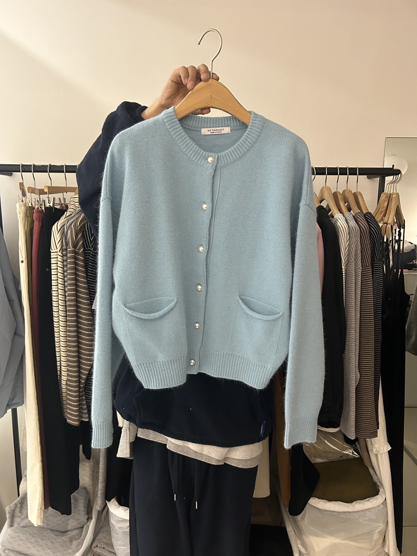 AS THOUGHT東大門㊣直郵女士新品推薦人氣真品毛衣口袋開衫AS THOUGHT毛衣圖色3