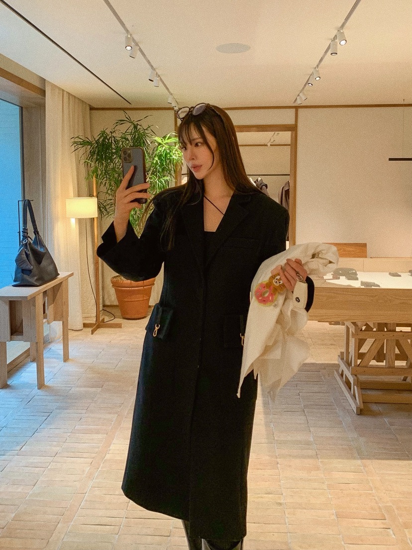 81 MARKET-L韓國代購㊣女裝新款時尚休閑熱賣推薦中長款大衣81 MARKET-L中長款大衣