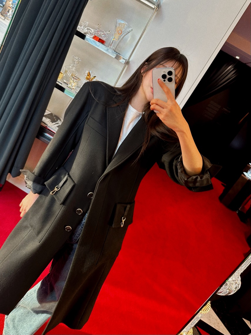 81 MARKET-L韓國代購㊣女裝新款時尚休閑熱賣推薦中長款大衣81 MARKET-L中長款大衣