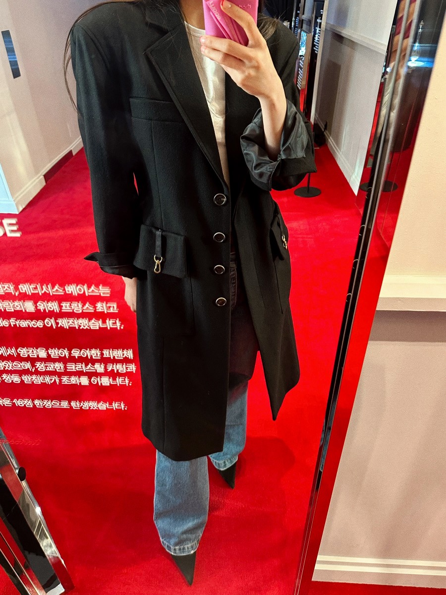 81 MARKET-L韓國代購㊣女裝新款時尚休閑熱賣推薦中長款大衣81 MARKET-L中長款大衣