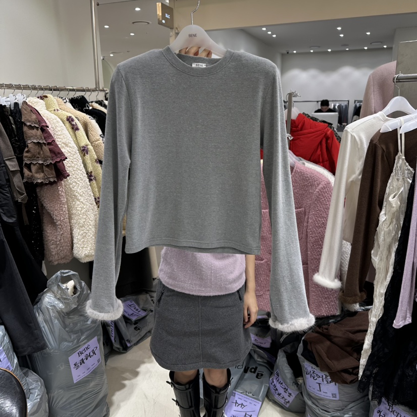 BENE韓國直郵㊣女裝新品休閑熱賣職業推薦25秋冬人氣長袖T恤BENE長袖T恤圖色2