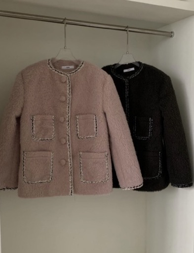 CLODE韓國代購㊣女士新品人氣推薦25秋冬短款大衣粗花呢馬海毛CLODE短款大衣