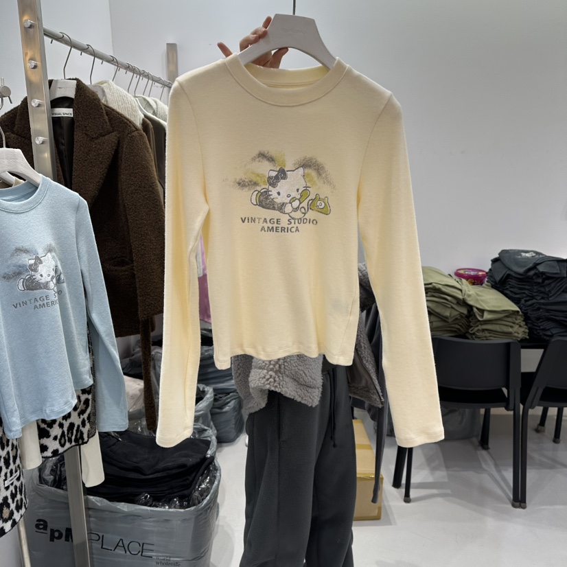 VISUAL SPACE韓國直郵㊣女裝新品推薦職業真品熱賣長袖T恤VISUAL SPACE長袖T恤圖色2