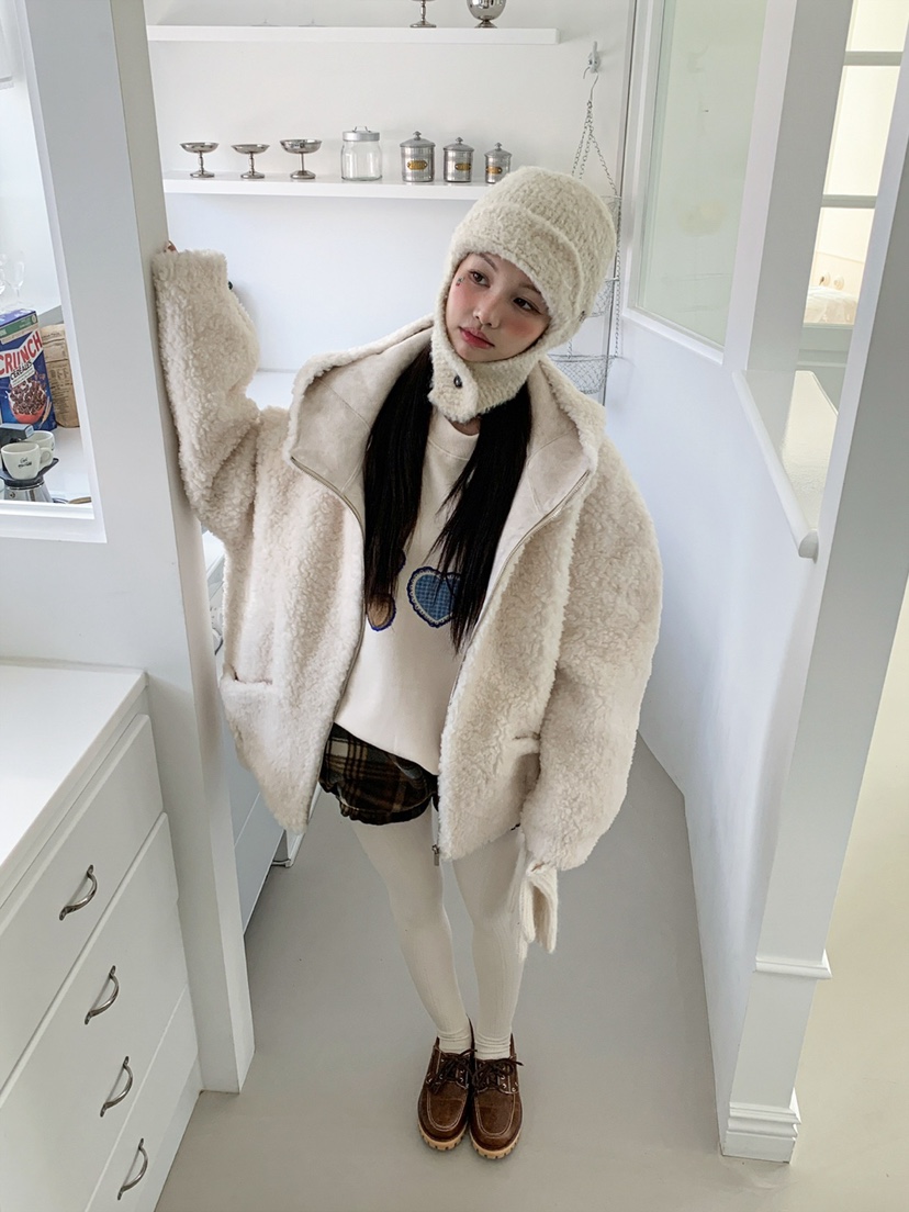JKICHI東大門㊣直郵女士新款熱賣休閑短款大衣泰迪熊毛絨連帽JKICHI短款大衣