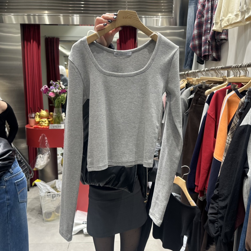 SOLAR東大門㊣實拍女裝新品時尚人氣推薦熱賣真品職業長袖T恤SOLAR長袖T恤圖色2