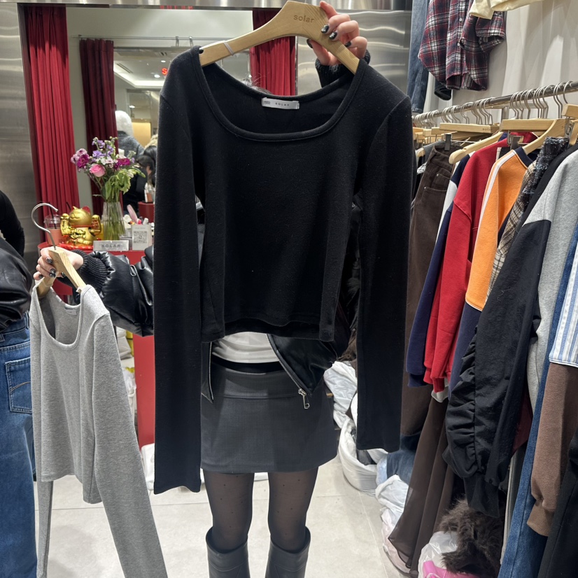 SOLAR東大門㊣實拍女裝新品時尚人氣推薦熱賣真品職業長袖T恤SOLAR長袖T恤圖色3