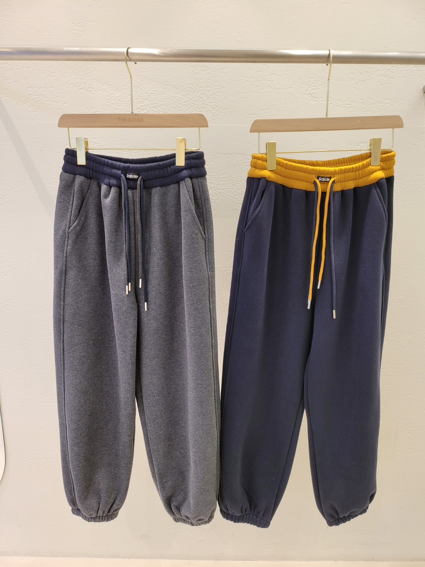 THE OTHER韓國代購㊣女裝新款人氣職業休閑褲加絨抓絨條紋THE OTHER休閑褲