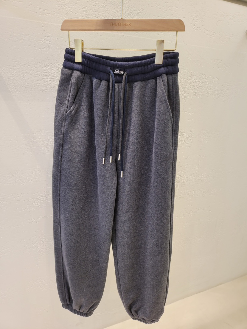 THE OTHER韓國代購㊣女裝新款人氣職業休閑褲加絨抓絨條紋THE OTHER休閑褲圖色1