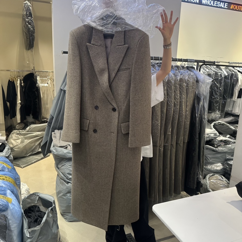 OUTFIT韓國代購㊣女裝新品25秋冬人氣職業休閑真品中長款大衣OUTFIT中長款大衣圖色1