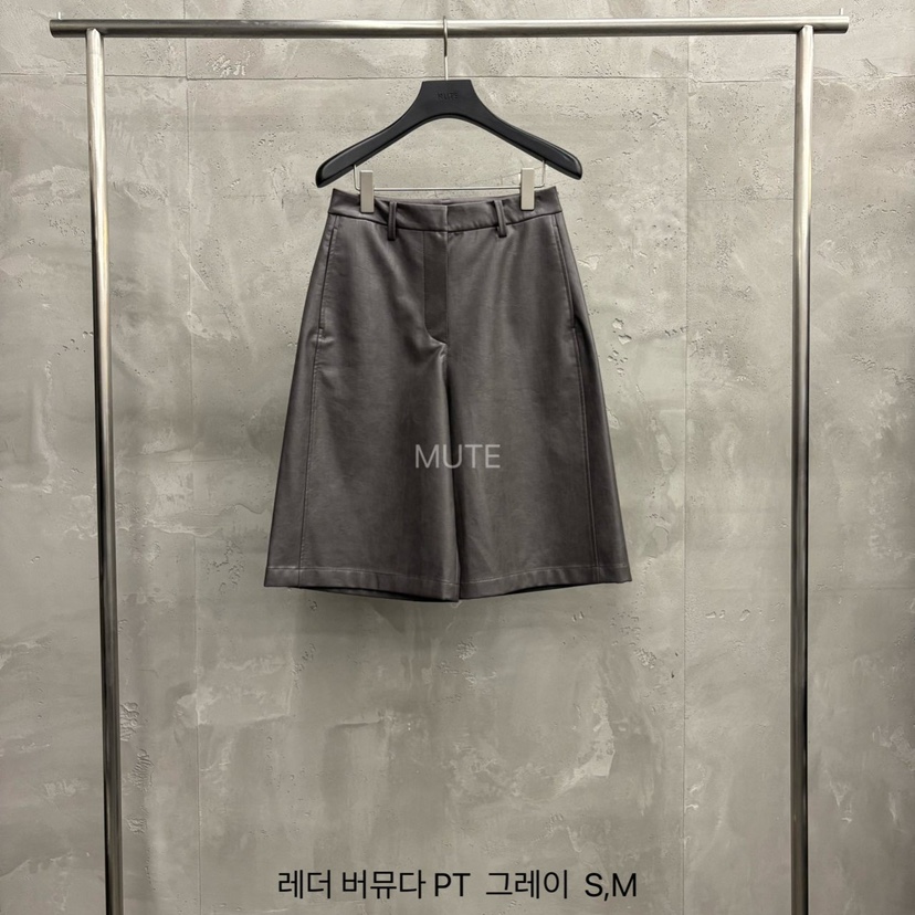 MUTE-P東大門㊣直郵女裝新品職業人氣真品休閑推薦短褲皮革MUTE短褲圖色2灰色