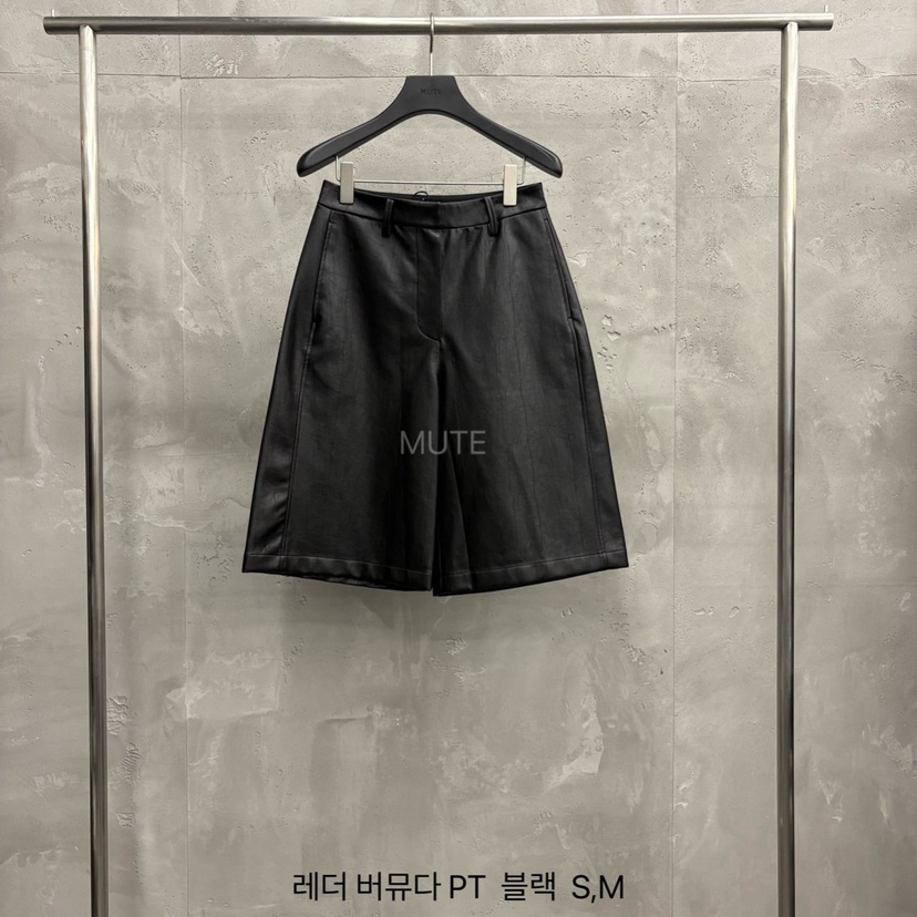 MUTE-P東大門㊣直郵女裝新品職業人氣真品休閑推薦短褲皮革MUTE短褲圖色3黑色