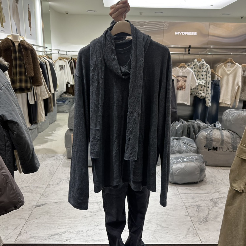 PITA東大門㊣直郵女裝新品職業25秋冬時尚熱賣長袖T恤含圍巾THE VERLIN/piTa長袖T恤圖色2