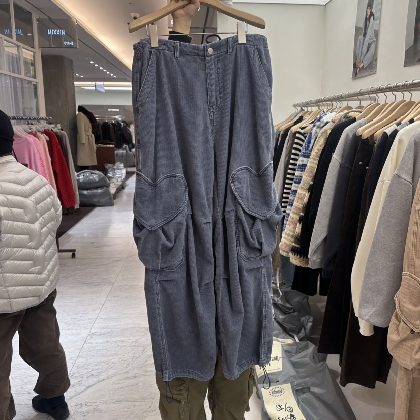 CHAV韓國代購㊣女裝新品職業時尚熱賣人氣真品休閑褲工裝褲CHAV休閑褲圖色1深藍色