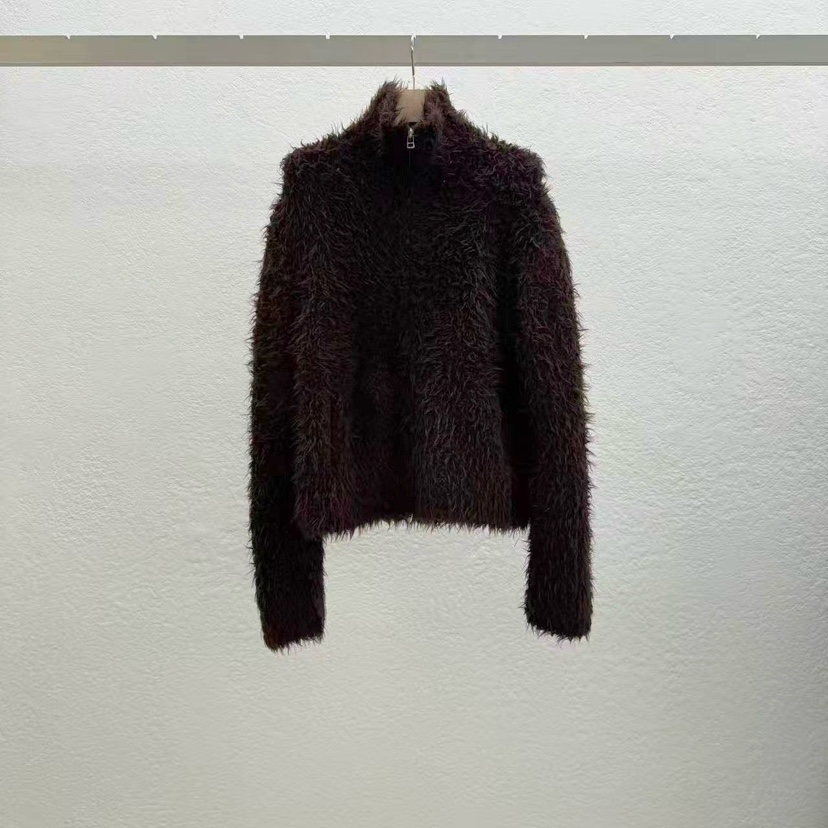 STATEMENT東大門㊣直郵女裝新款時尚25秋冬人氣真品毛衣拉鏈STATEMENT毛衣圖色1棕色