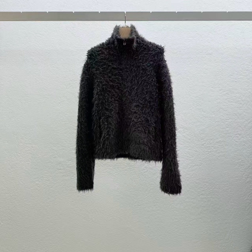 STATEMENT東大門㊣直郵女裝新款時尚25秋冬人氣真品毛衣拉鏈STATEMENT毛衣圖色2墨色