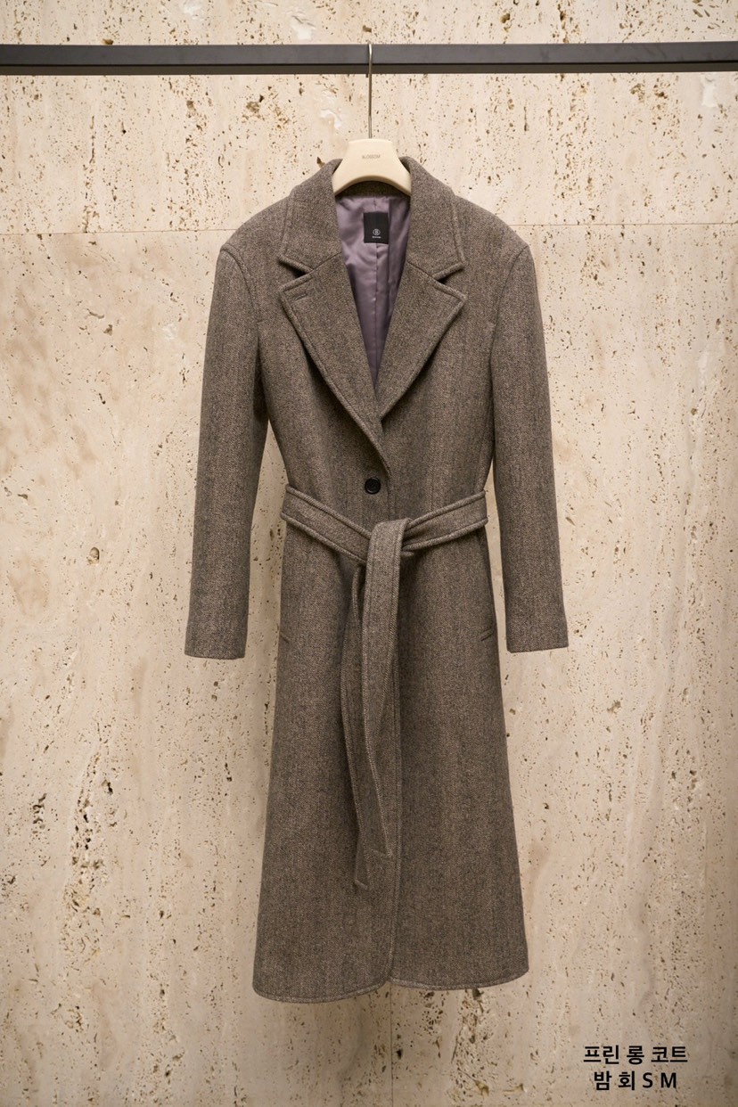 BLOSSOM東大門㊣代購女士新款推薦25秋冬時尚中長款大衣含腰帶BLOSSOM中長款大衣圖色1