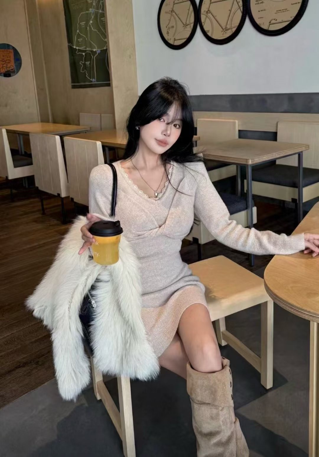 BLUESTAR東大門㊣實拍女士新品休閑25秋冬人氣時尚職業連衣裙BLUESTER連衣裙圖色3