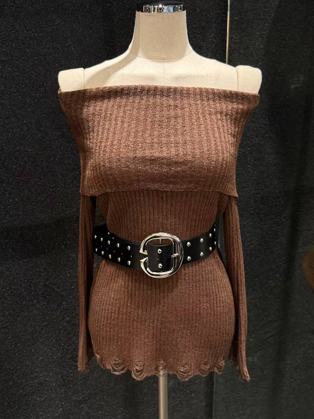 BLUESTAR韓國代購㊣女士新品25秋冬時尚職業連衣裙不含腰帶BLUESTER連衣裙圖色1