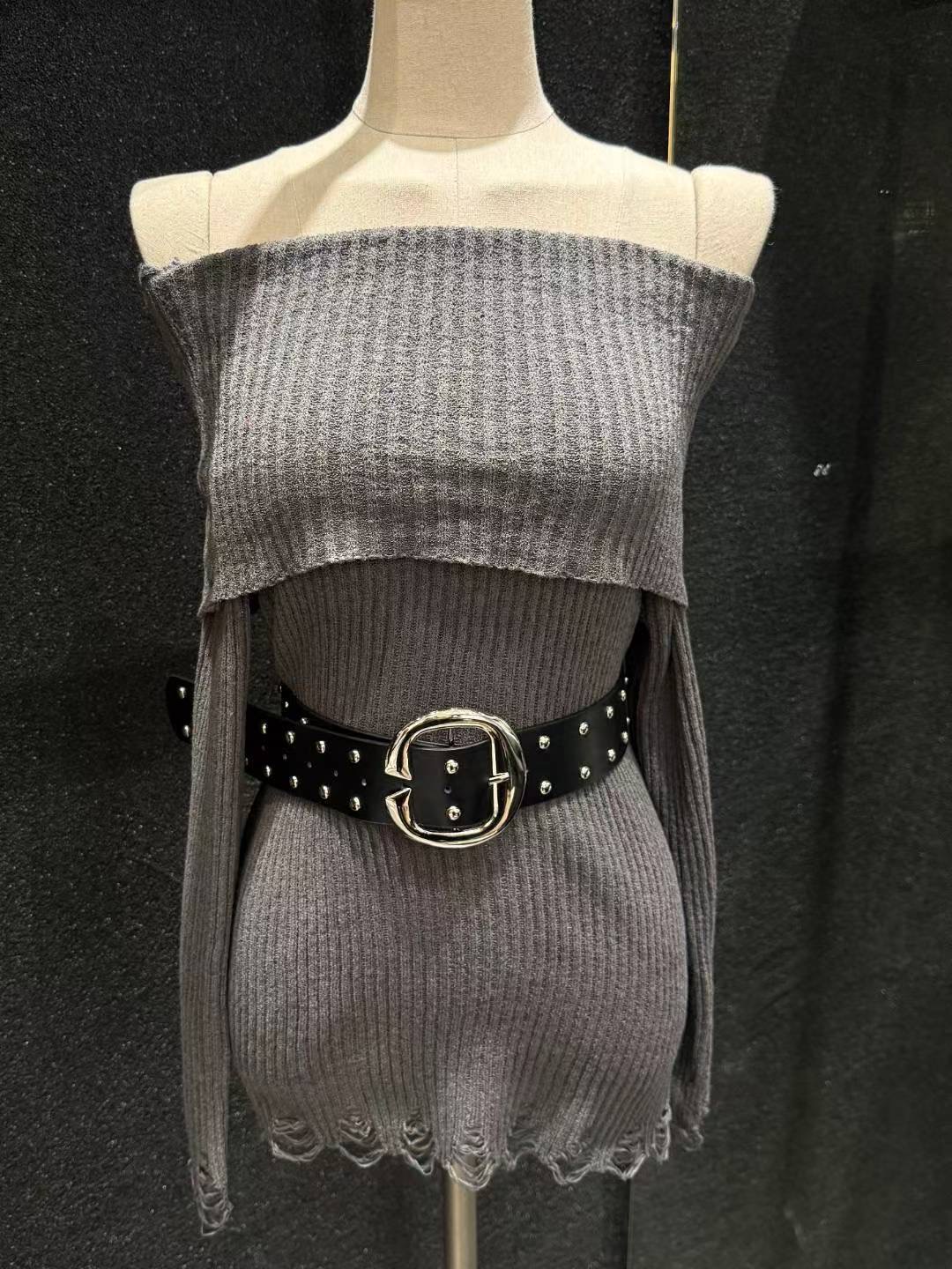 BLUESTAR韓國代購㊣女士新品25秋冬時尚職業連衣裙不含腰帶BLUESTER連衣裙圖色2