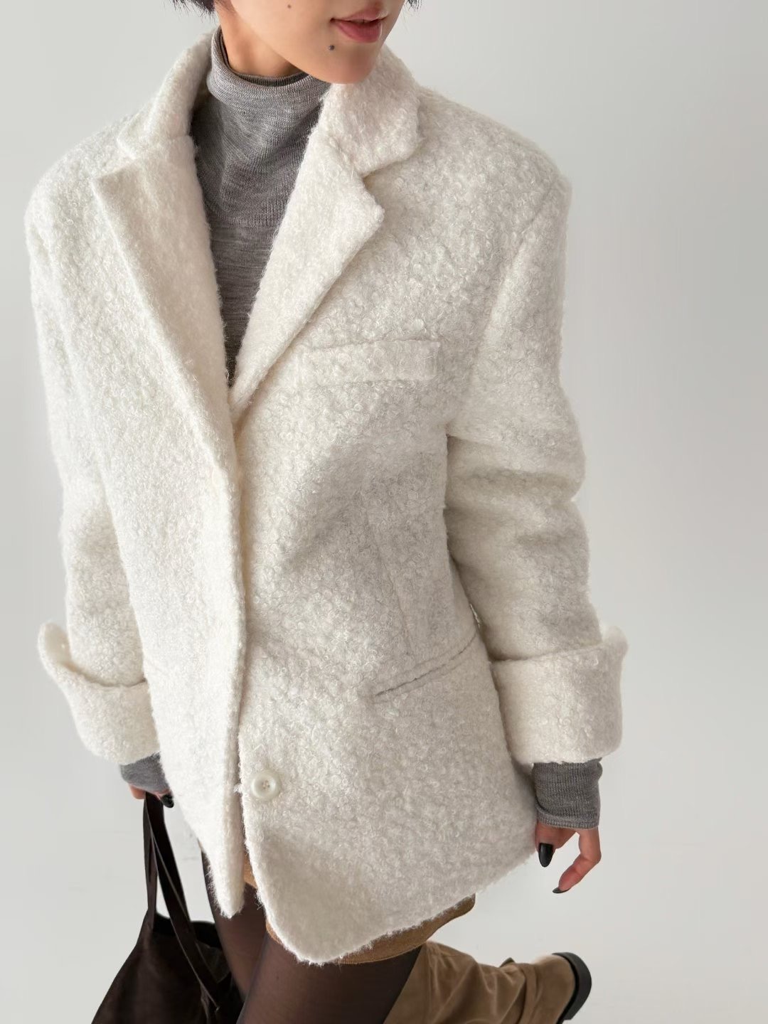 CRACKER韓國代購㊣女士新款休閑25秋冬推薦熱賣人氣短款大衣CRACKER_短款大衣圖色1