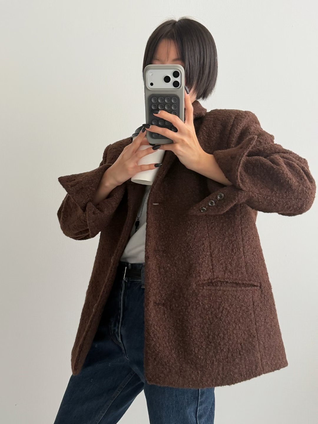 CRACKER韓國代購㊣女士新款休閑25秋冬推薦熱賣人氣短款大衣CRACKER_短款大衣圖色2