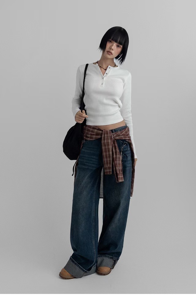 CRACKER韓國直郵㊣女裝新品熱賣休閑25秋冬推薦時尚長袖T恤CRACKER_長袖T恤