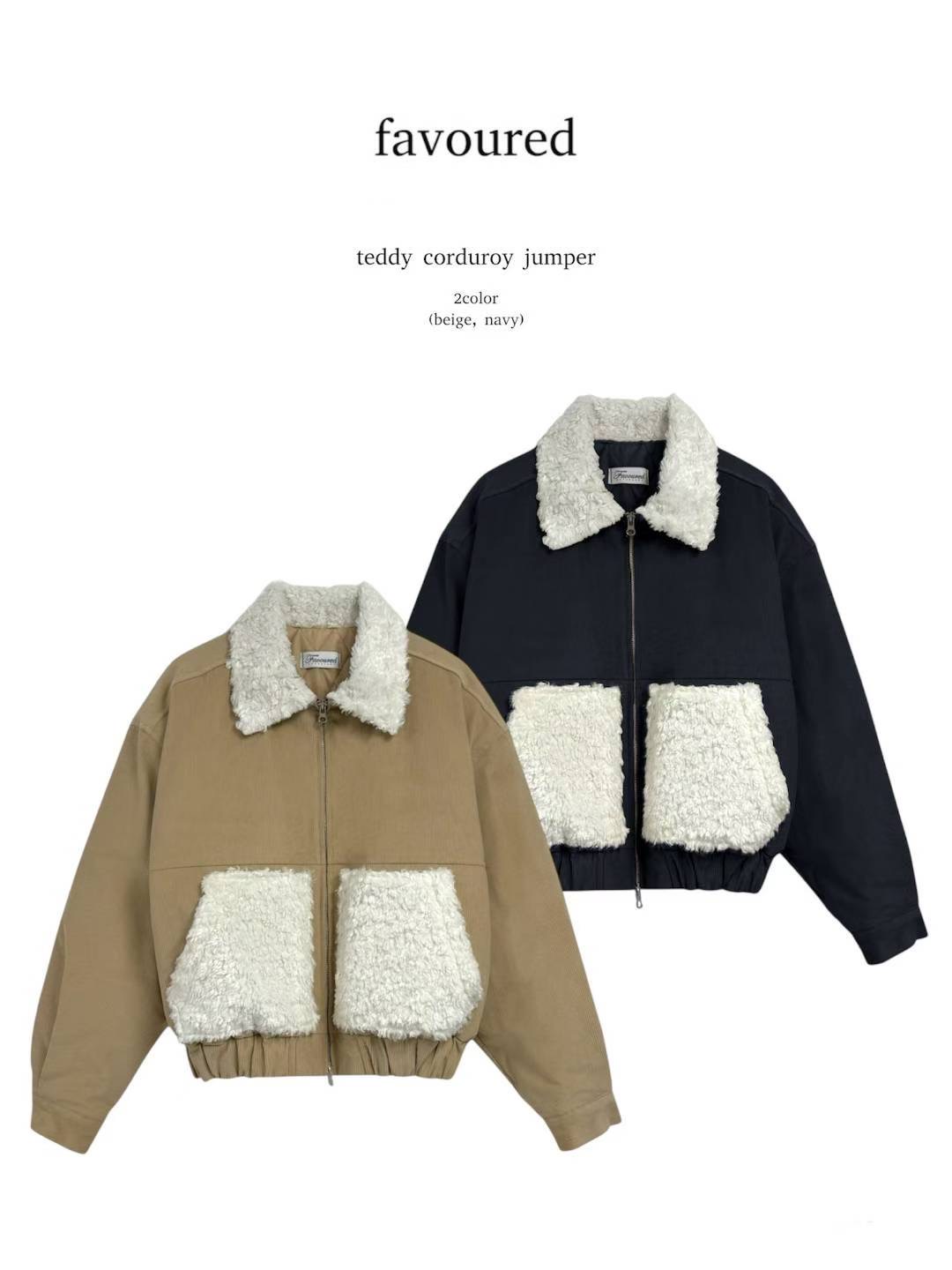 FAVOURED東大門㊣實拍女裝新品人氣熱賣職業夾克泰迪熊燈芯絨FAVOURED夾克