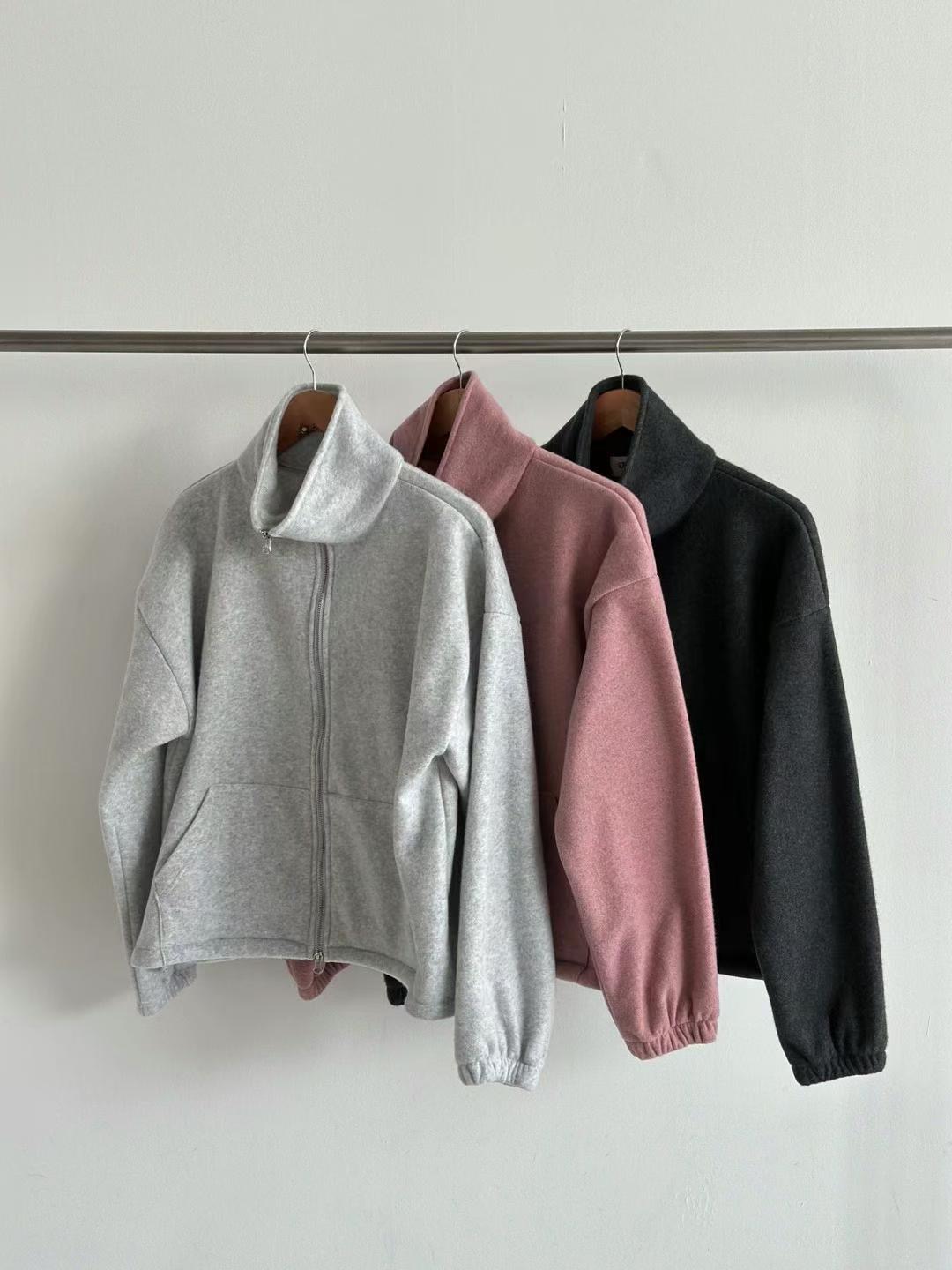 CRACKER東大門㊣直郵女士新款25秋冬時尚職業休閑夾克抓絨拉鏈CRACKER_夾克