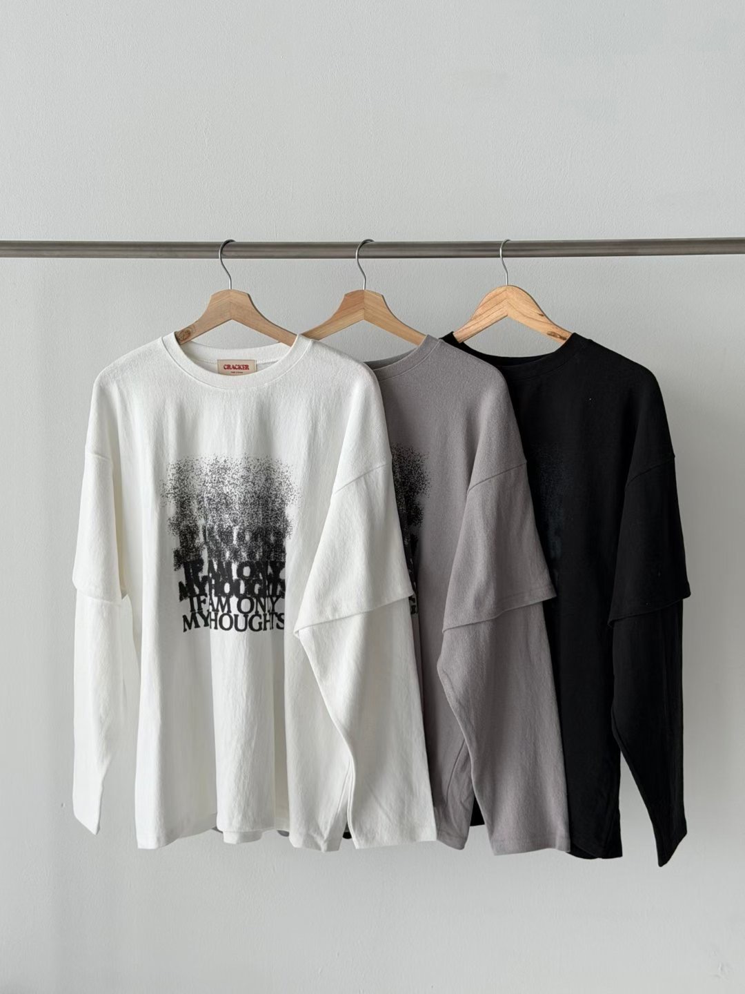 CRACKER東大門㊣代購女裝新品時尚休閑熱賣職業推薦長袖T恤CRACKER_長袖T恤圖色3左三色