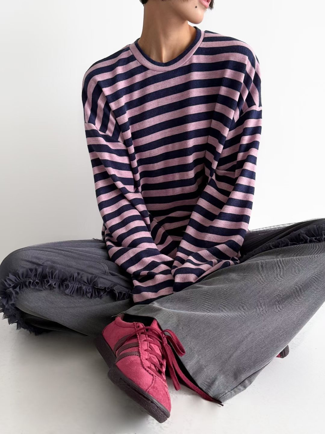 CRACKER東大門㊣代購女裝新款25秋冬推薦休閑長袖T恤單排扣CRACKER_長袖T恤圖色1