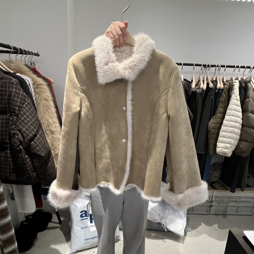 PLATE東大門㊣實拍女裝新款人氣職業休閑時尚熱賣25秋冬夾克貂皮PLATE夾克圖色1