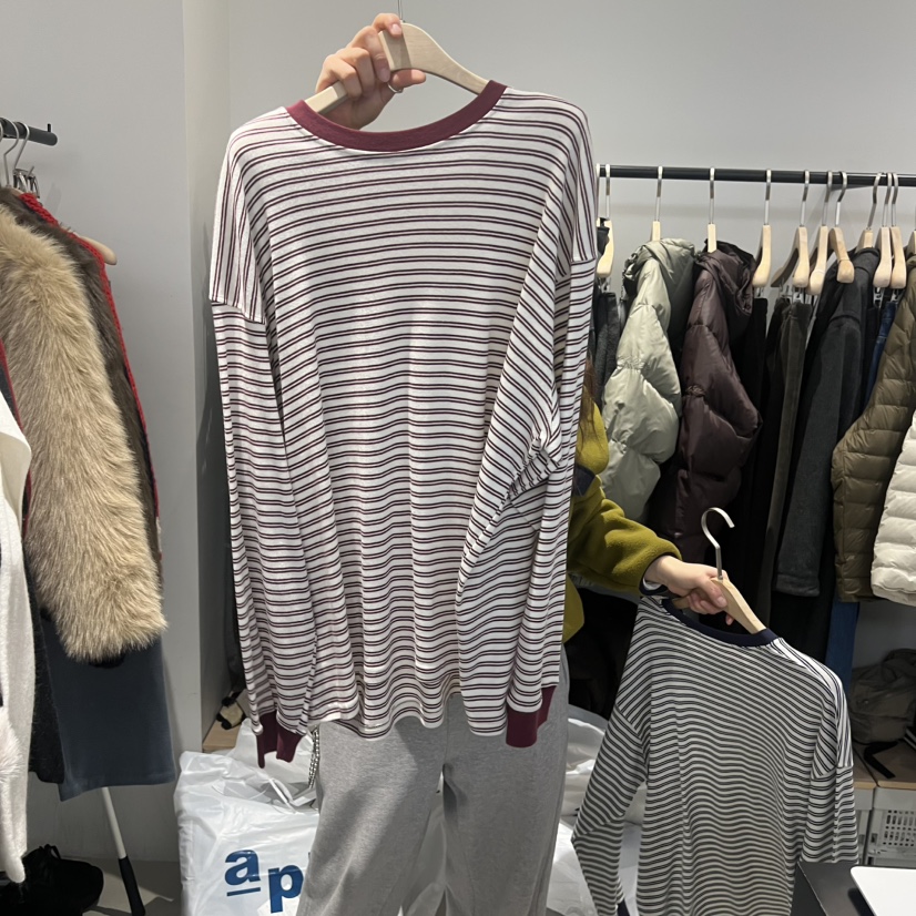 PLATE韓國代購㊣女士新品人氣熱賣推薦休閑25秋冬時尚長袖T恤PLATE長袖T恤圖色2