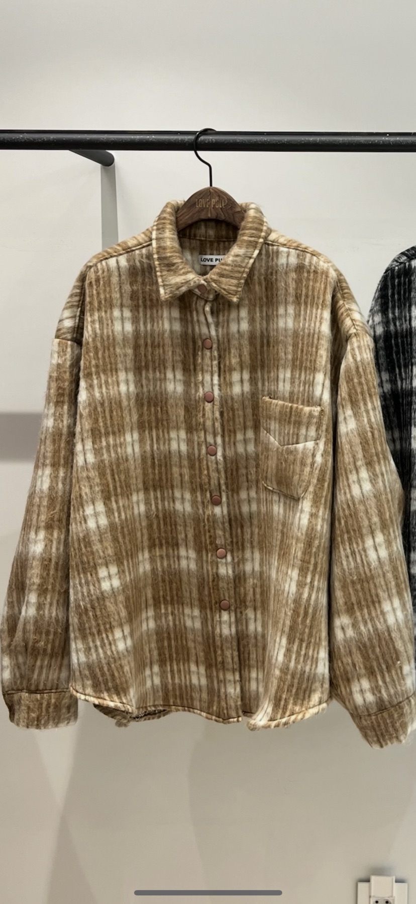 LOVE PULL東大門㊣實拍女裝新款熱賣25秋冬襯衫蕾絲衫羊駝格子LOVE PULL襯衫/蕾絲衫