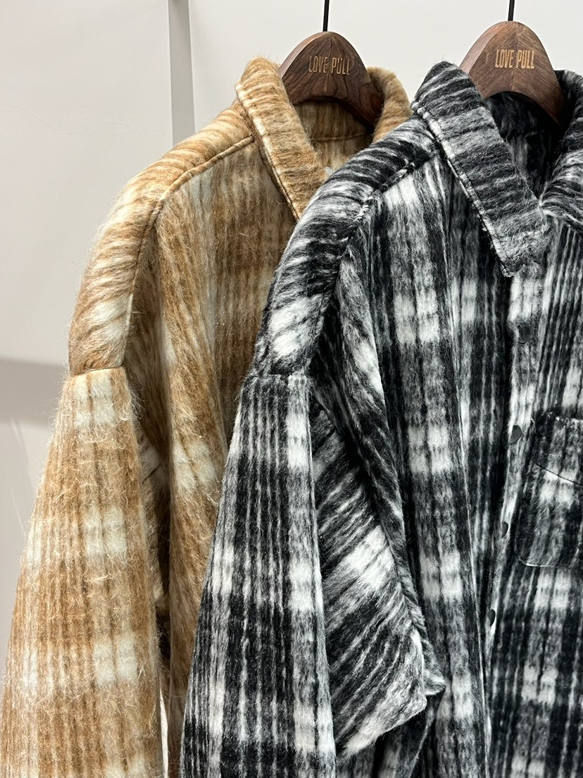 LOVE PULL東大門㊣實拍女裝新款熱賣25秋冬襯衫蕾絲衫羊駝格子LOVE PULL襯衫/蕾絲衫