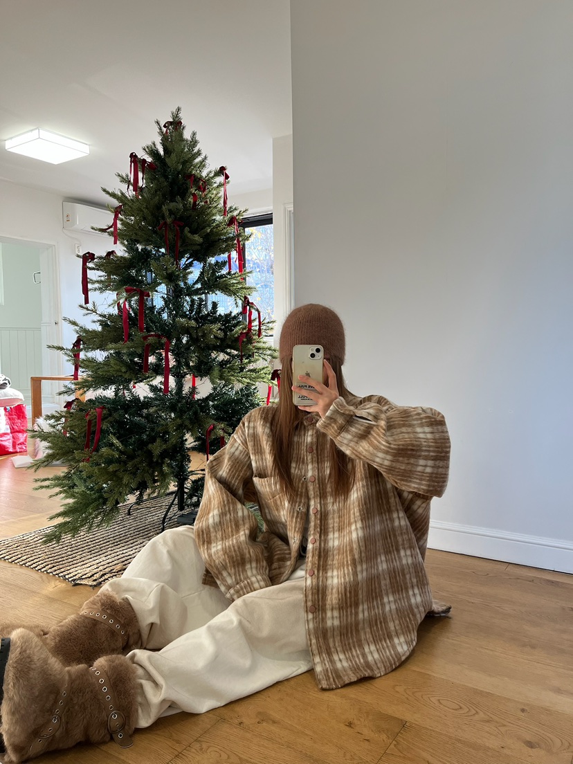 LOVE PULL東大門㊣實拍女裝新款熱賣25秋冬襯衫蕾絲衫羊駝格子LOVE PULL襯衫/蕾絲衫