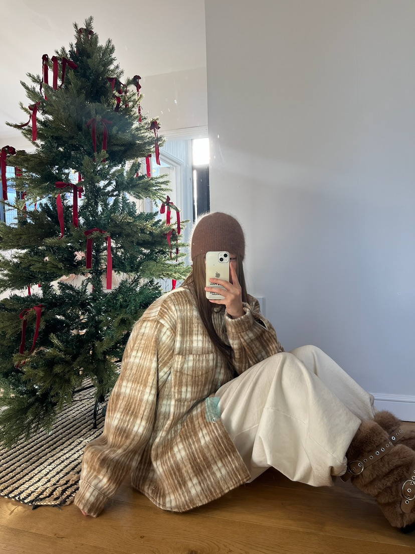 LOVE PULL東大門㊣實拍女裝新款熱賣25秋冬襯衫蕾絲衫羊駝格子LOVE PULL襯衫/蕾絲衫