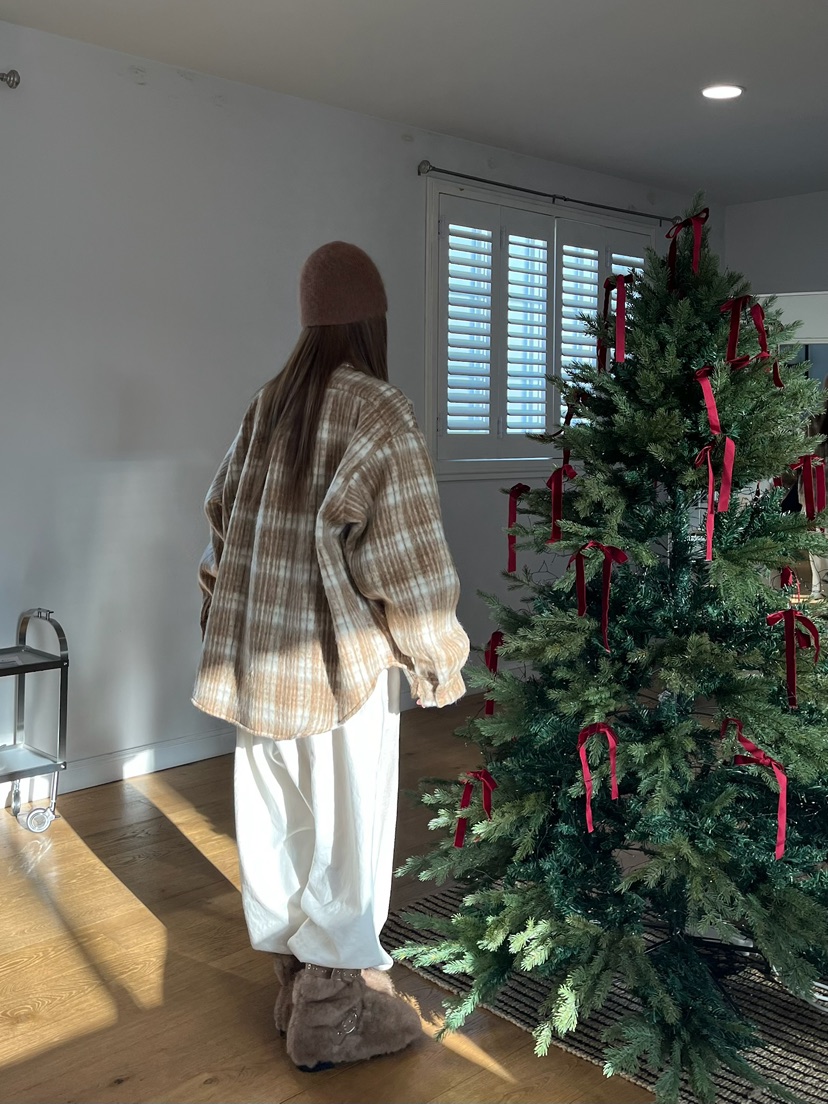 LOVE PULL東大門㊣實拍女裝新款熱賣25秋冬襯衫蕾絲衫羊駝格子LOVE PULL襯衫/蕾絲衫