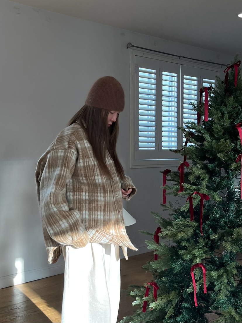 LOVE PULL東大門㊣實拍女裝新款熱賣25秋冬襯衫蕾絲衫羊駝格子LOVE PULL襯衫/蕾絲衫