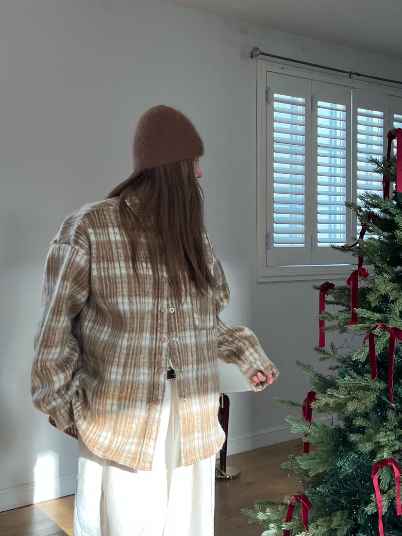 LOVE PULL東大門㊣實拍女裝新款熱賣25秋冬襯衫蕾絲衫羊駝格子LOVE PULL襯衫/蕾絲衫