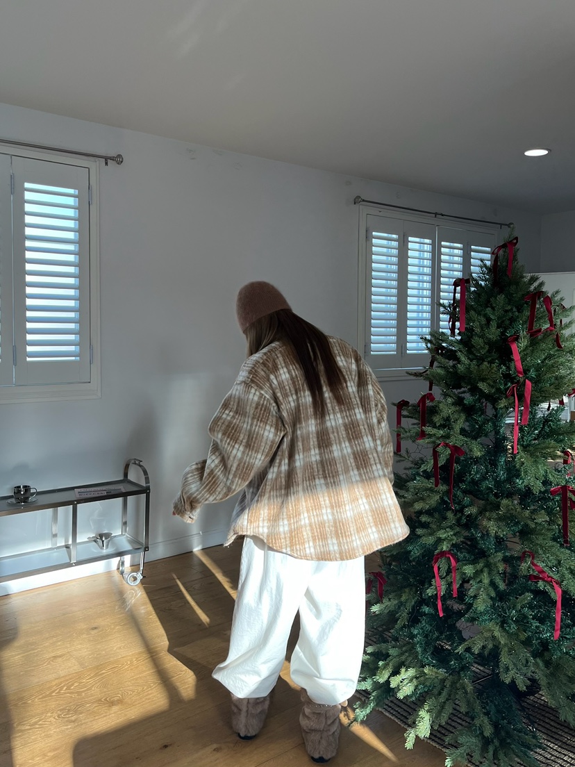 LOVE PULL東大門㊣實拍女裝新款熱賣25秋冬襯衫蕾絲衫羊駝格子LOVE PULL襯衫/蕾絲衫