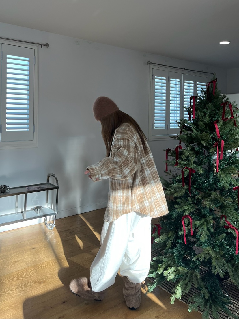 LOVE PULL東大門㊣實拍女裝新款熱賣25秋冬襯衫蕾絲衫羊駝格子LOVE PULL襯衫/蕾絲衫