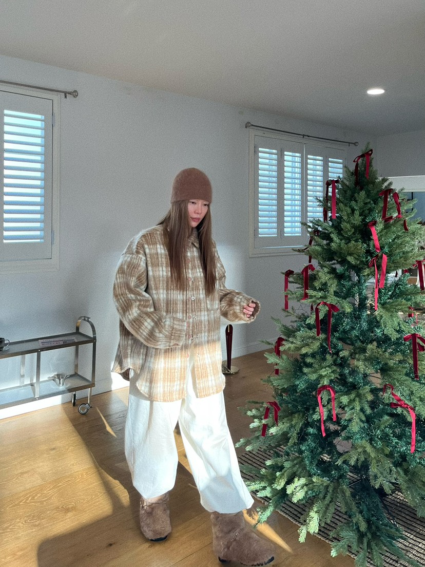 LOVE PULL東大門㊣實拍女裝新款熱賣25秋冬襯衫蕾絲衫羊駝格子LOVE PULL襯衫/蕾絲衫