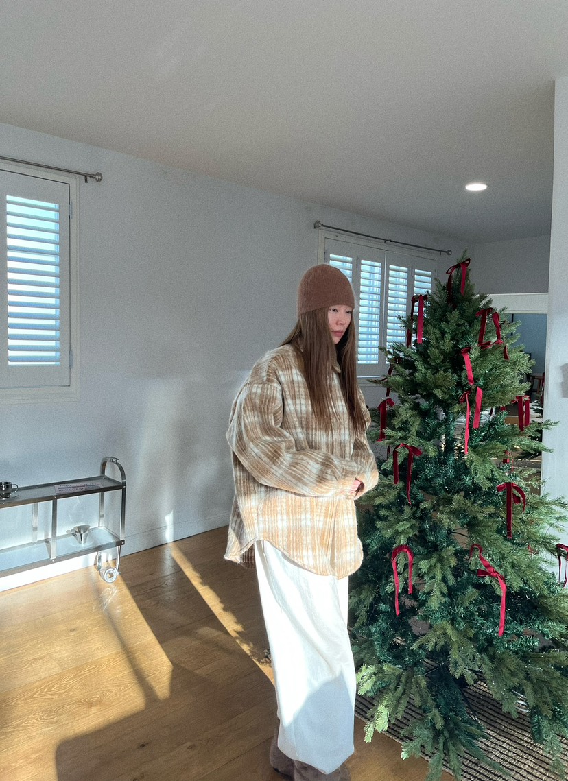 LOVE PULL東大門㊣實拍女裝新款熱賣25秋冬襯衫蕾絲衫羊駝格子LOVE PULL襯衫/蕾絲衫