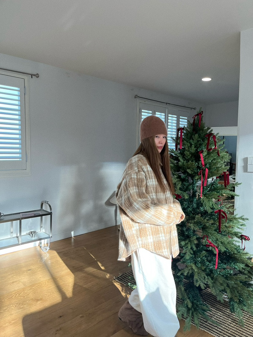 LOVE PULL東大門㊣實拍女裝新款熱賣25秋冬襯衫蕾絲衫羊駝格子LOVE PULL襯衫/蕾絲衫