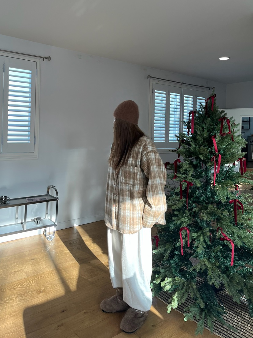 LOVE PULL東大門㊣實拍女裝新款熱賣25秋冬襯衫蕾絲衫羊駝格子LOVE PULL襯衫/蕾絲衫