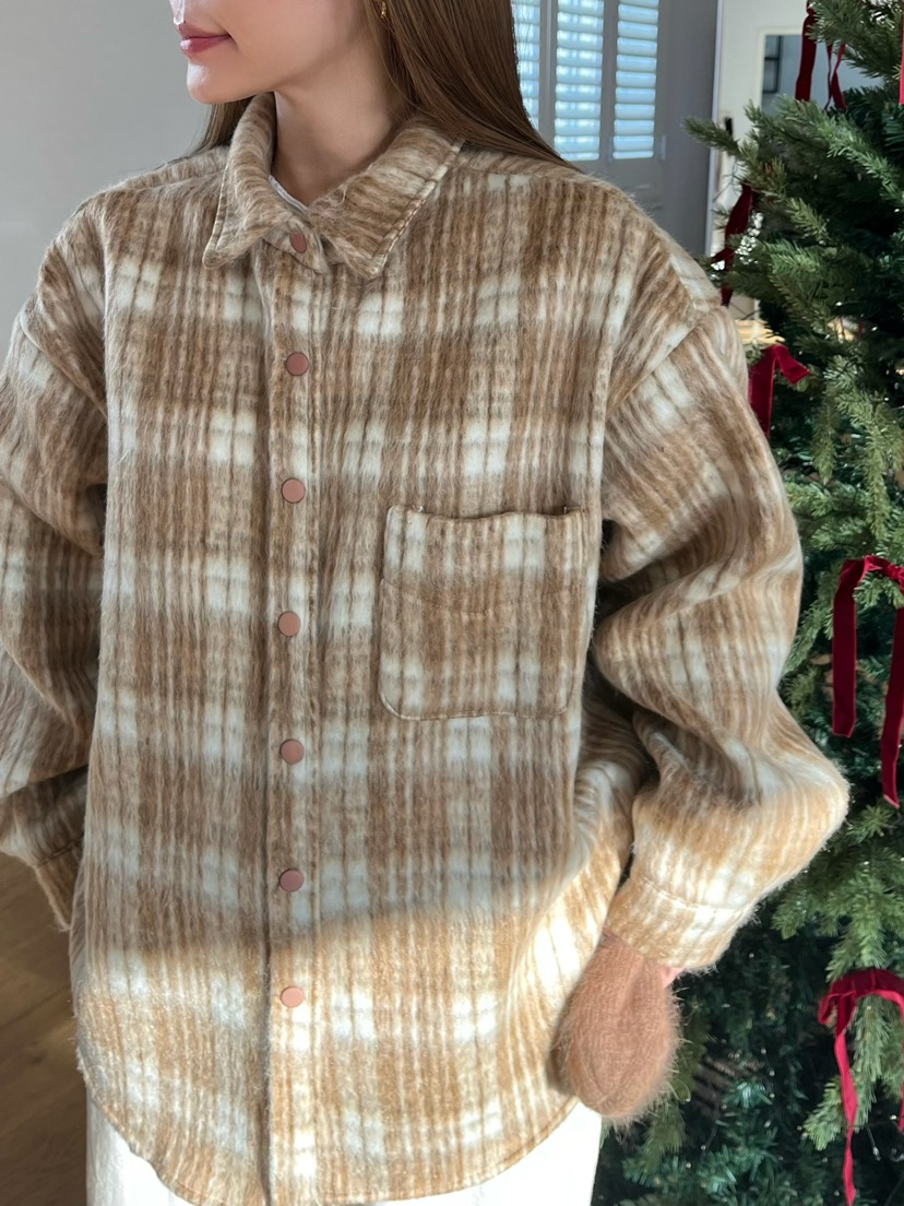 LOVE PULL東大門㊣實拍女裝新款熱賣25秋冬襯衫蕾絲衫羊駝格子LOVE PULL襯衫/蕾絲衫