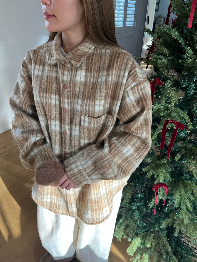 LOVE PULL東大門㊣實拍女裝新款熱賣25秋冬襯衫蕾絲衫羊駝格子LOVE PULL襯衫/蕾絲衫