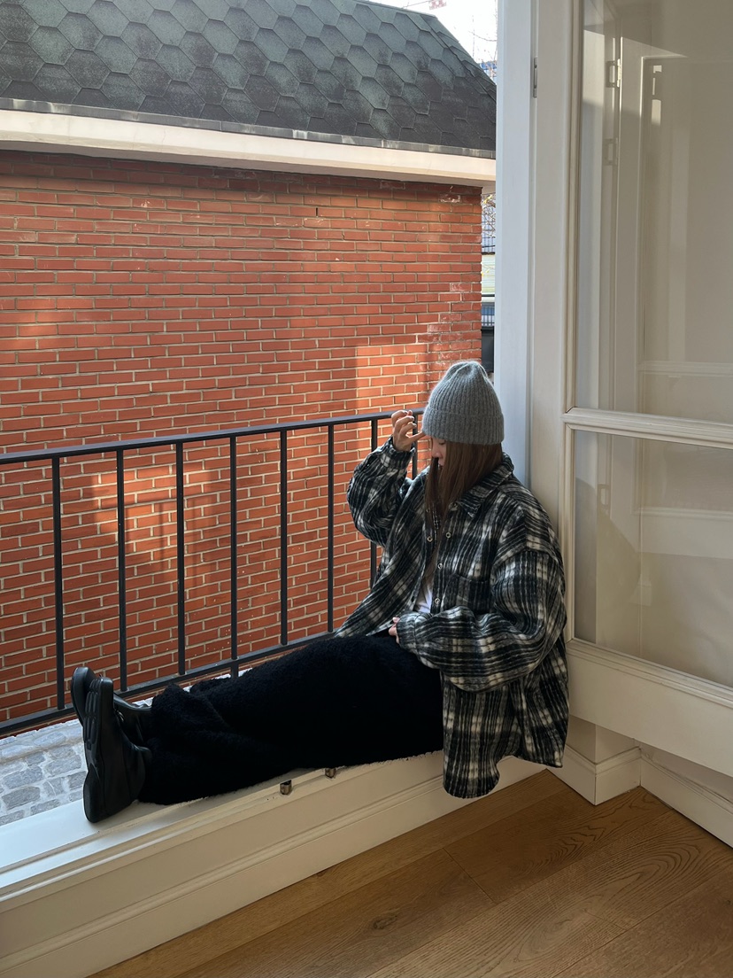 LOVE PULL東大門㊣實拍女裝新款熱賣25秋冬襯衫蕾絲衫羊駝格子LOVE PULL襯衫/蕾絲衫