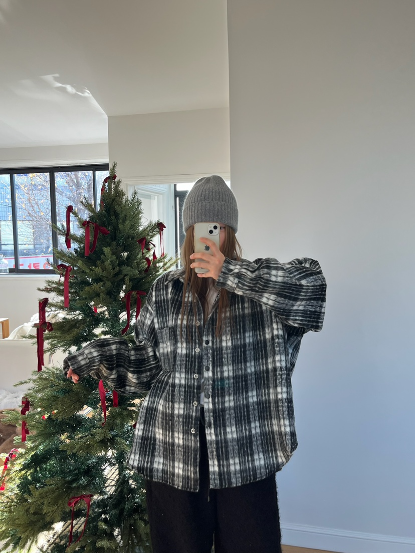 LOVE PULL東大門㊣實拍女裝新款熱賣25秋冬襯衫蕾絲衫羊駝格子LOVE PULL襯衫/蕾絲衫